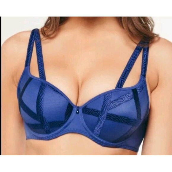 Louisa Bracq Bra Size 30E Royal Blue Strappy Cobalt Collection Luxury Designer - Picture 2 of 11